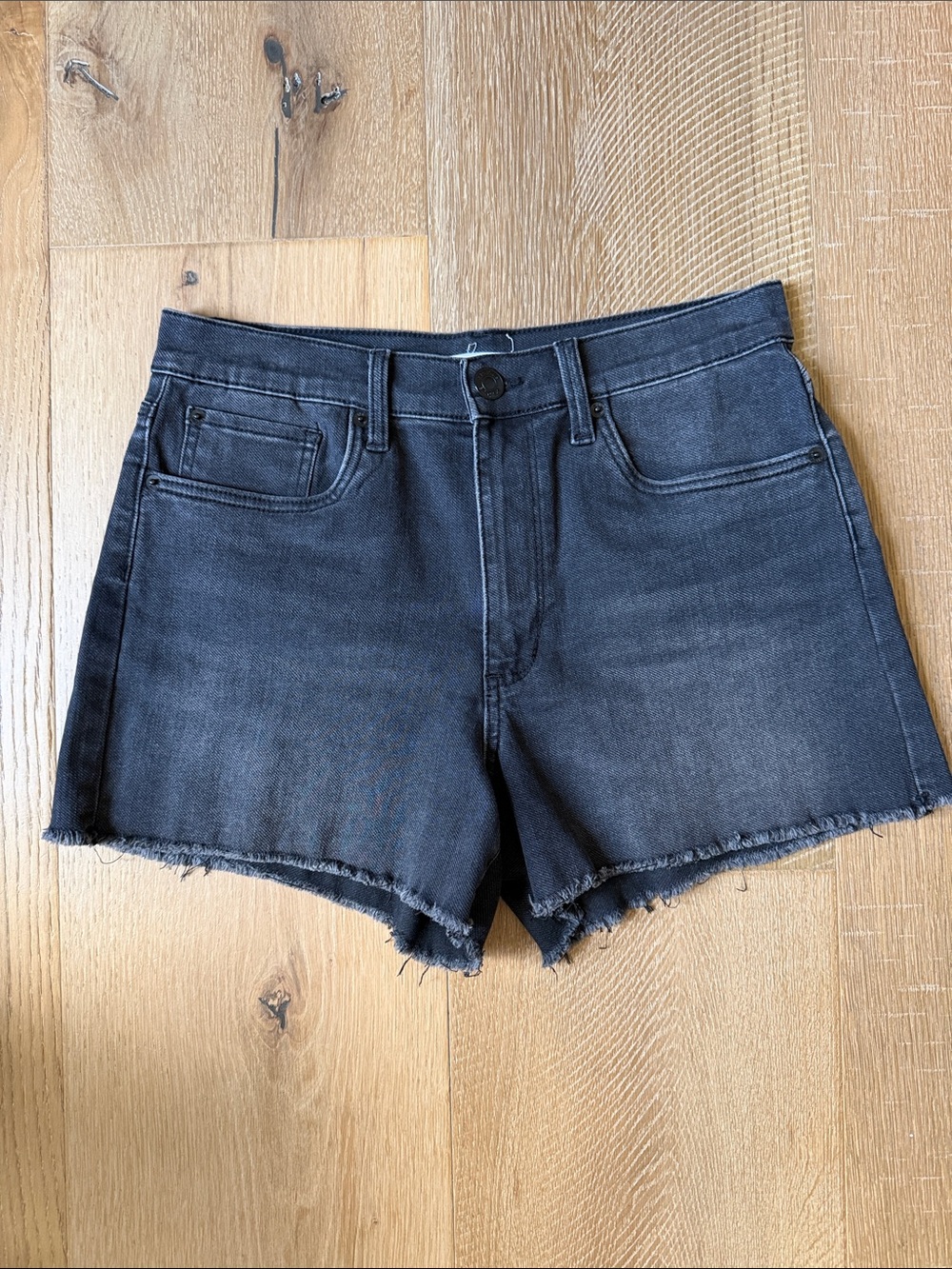 Women's Black Frayed Hem Denim Shorts
